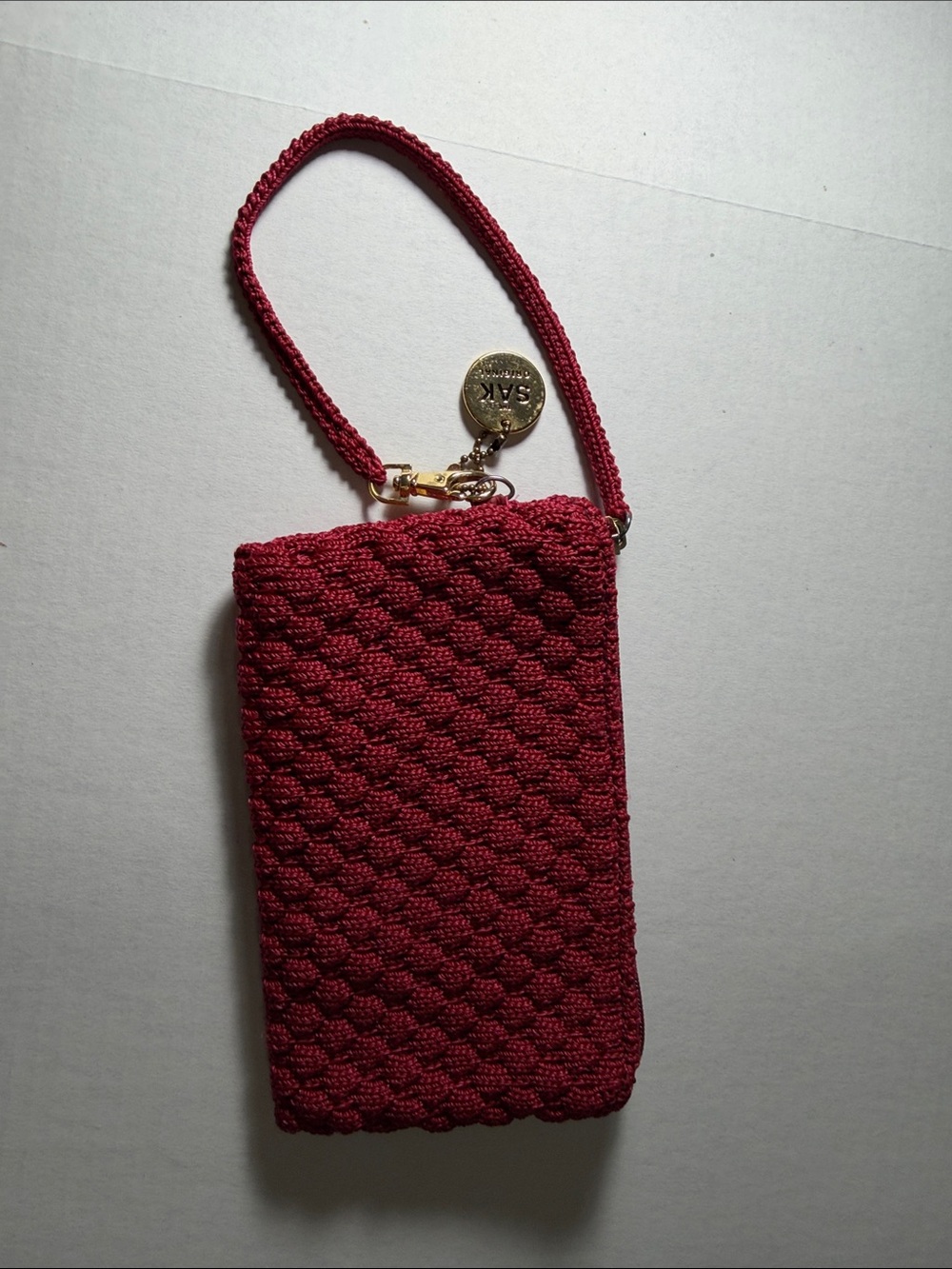 Woven Wristlet Clutch in Berry Red by Unknown Brand
